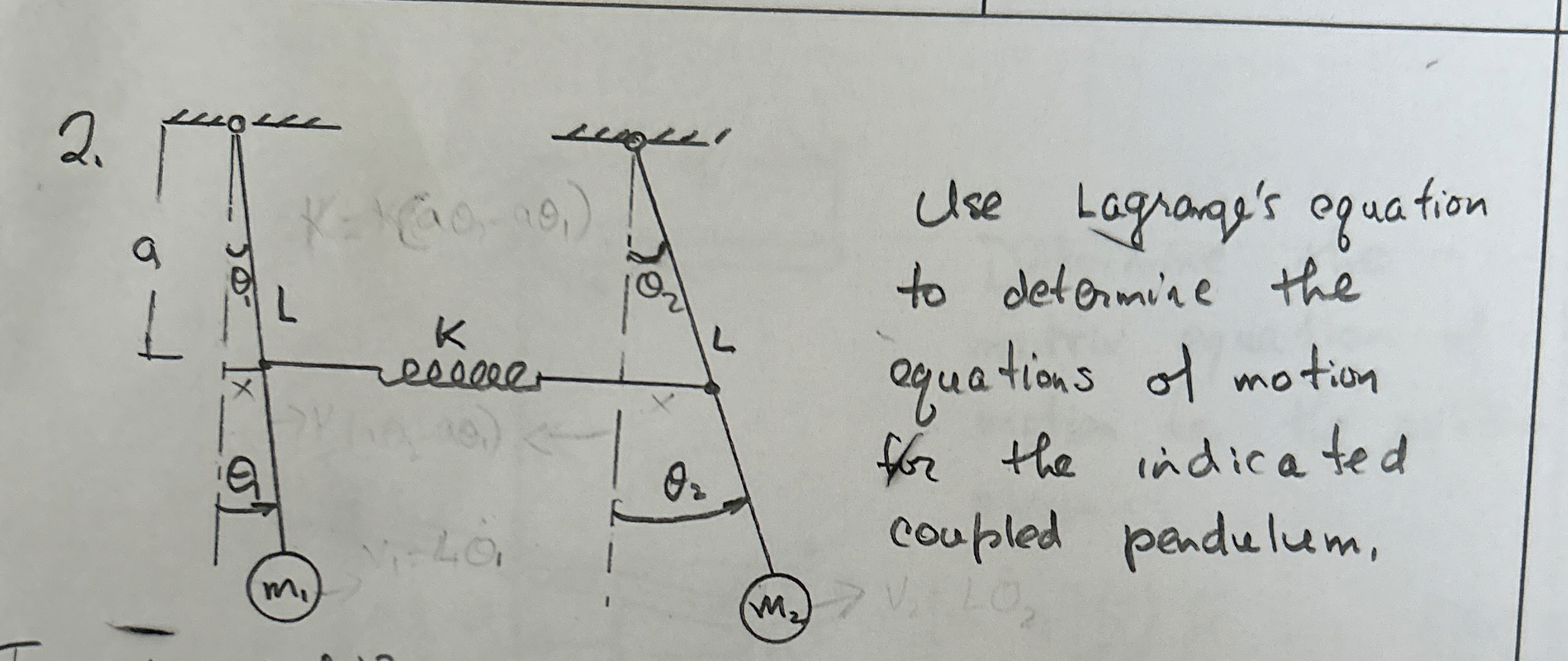 Use Lagrang's equation to detormine the equations
