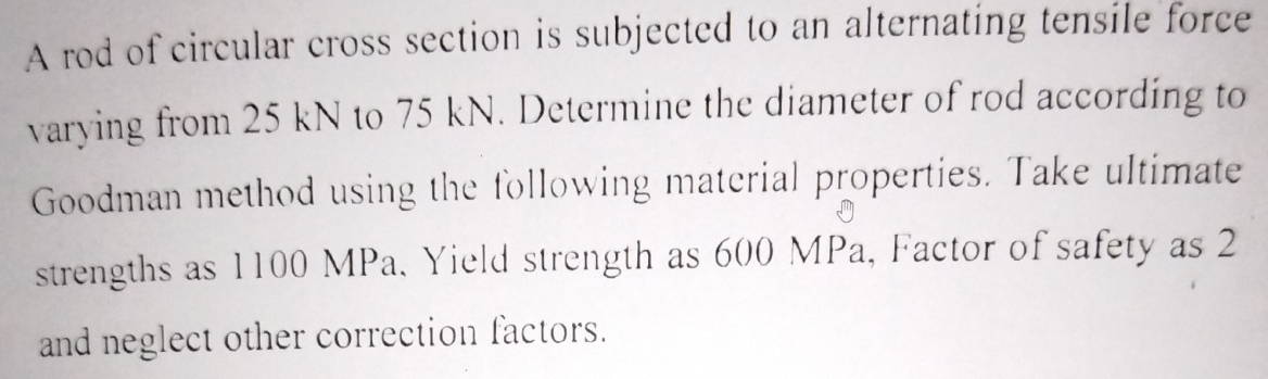 A rod of circular cross section is subjected to