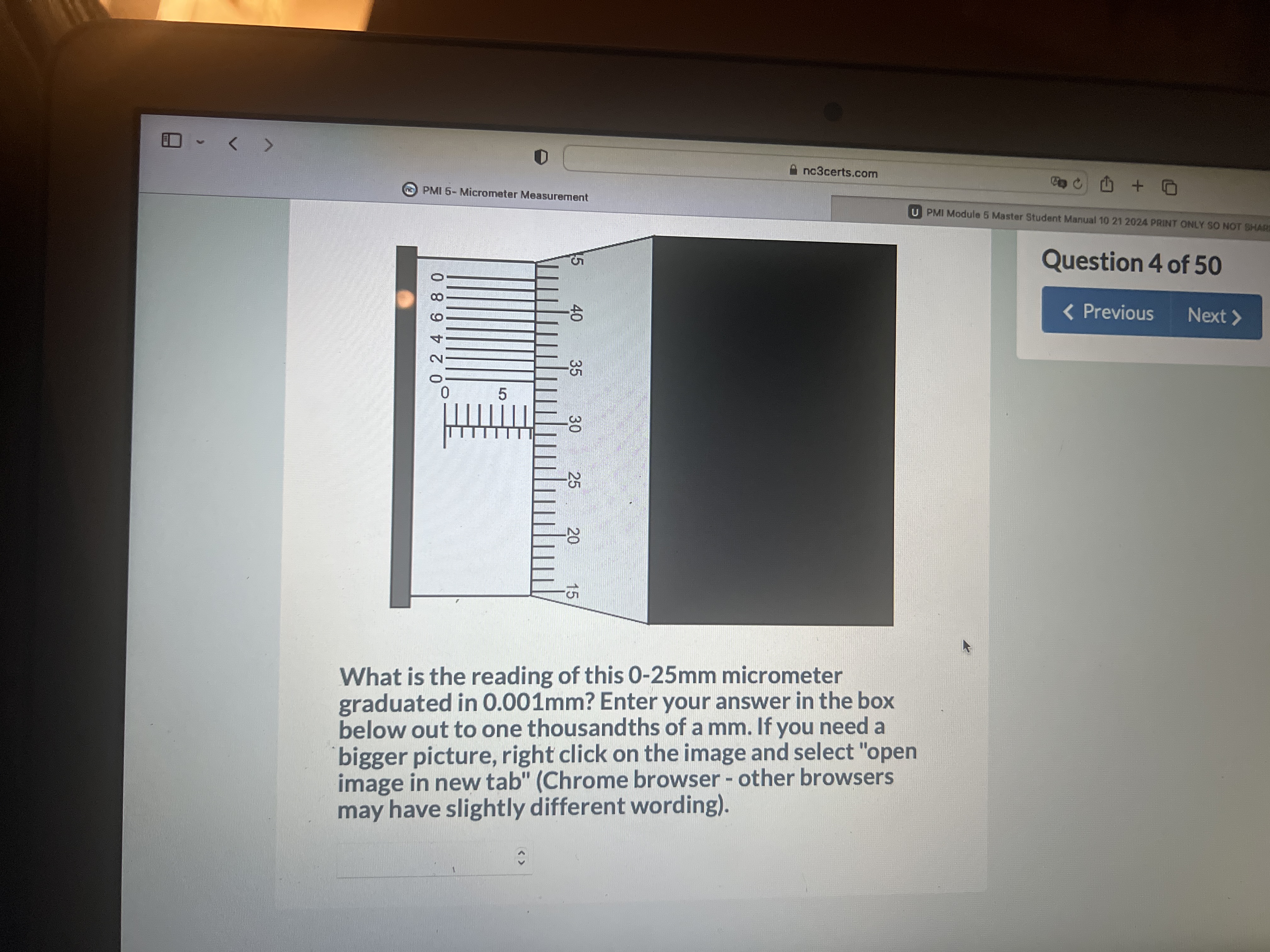 Question 4 of 5 0 What is the reading of this \ (