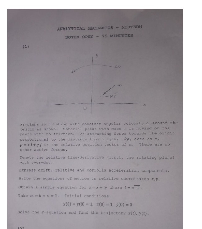 x y - plane is rotating with constant angular