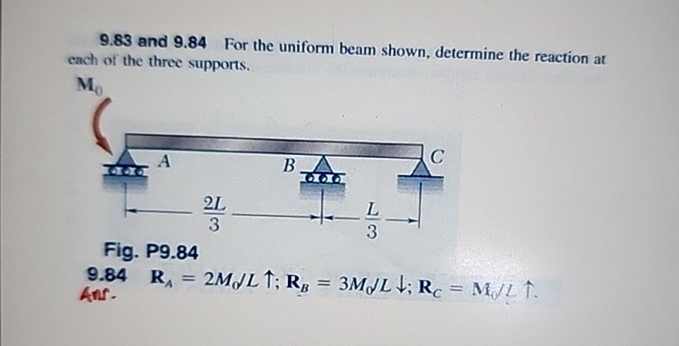 9 . 8 3 and 9 . 8 4 For the uniform beam shown,