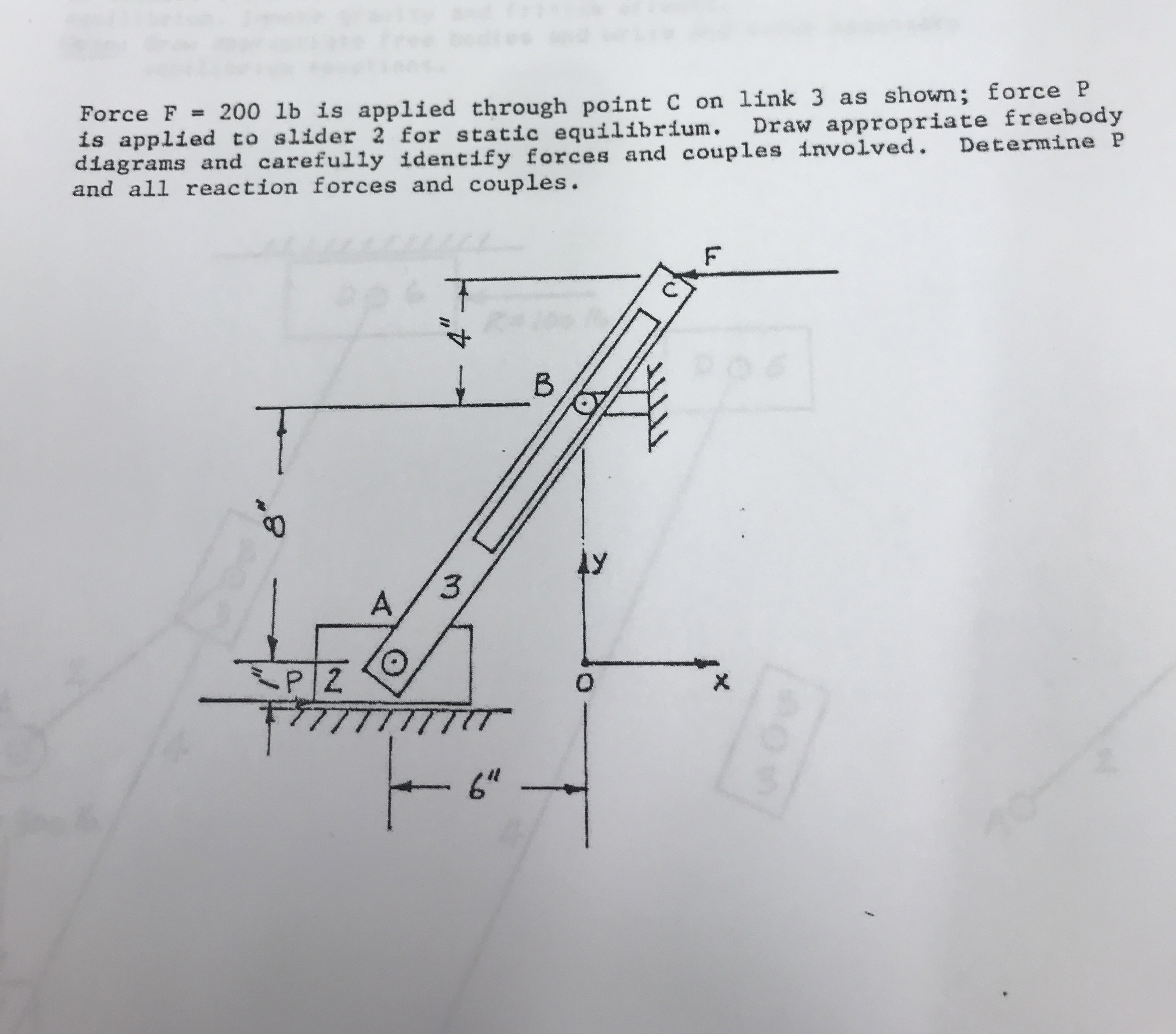 Force F = 2 0 0 l b is applied through point C on