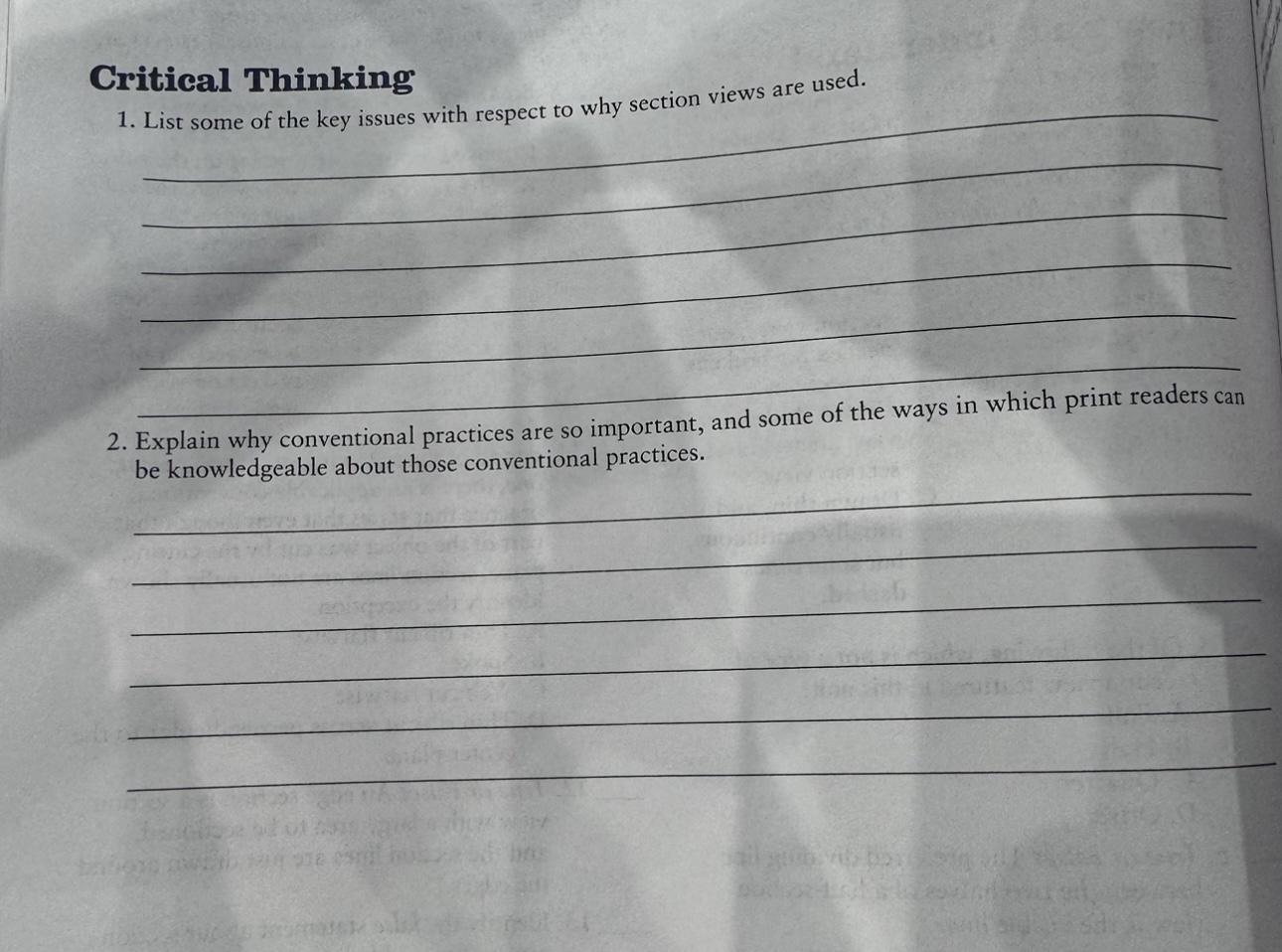 Critical Thinking List some of the key issues