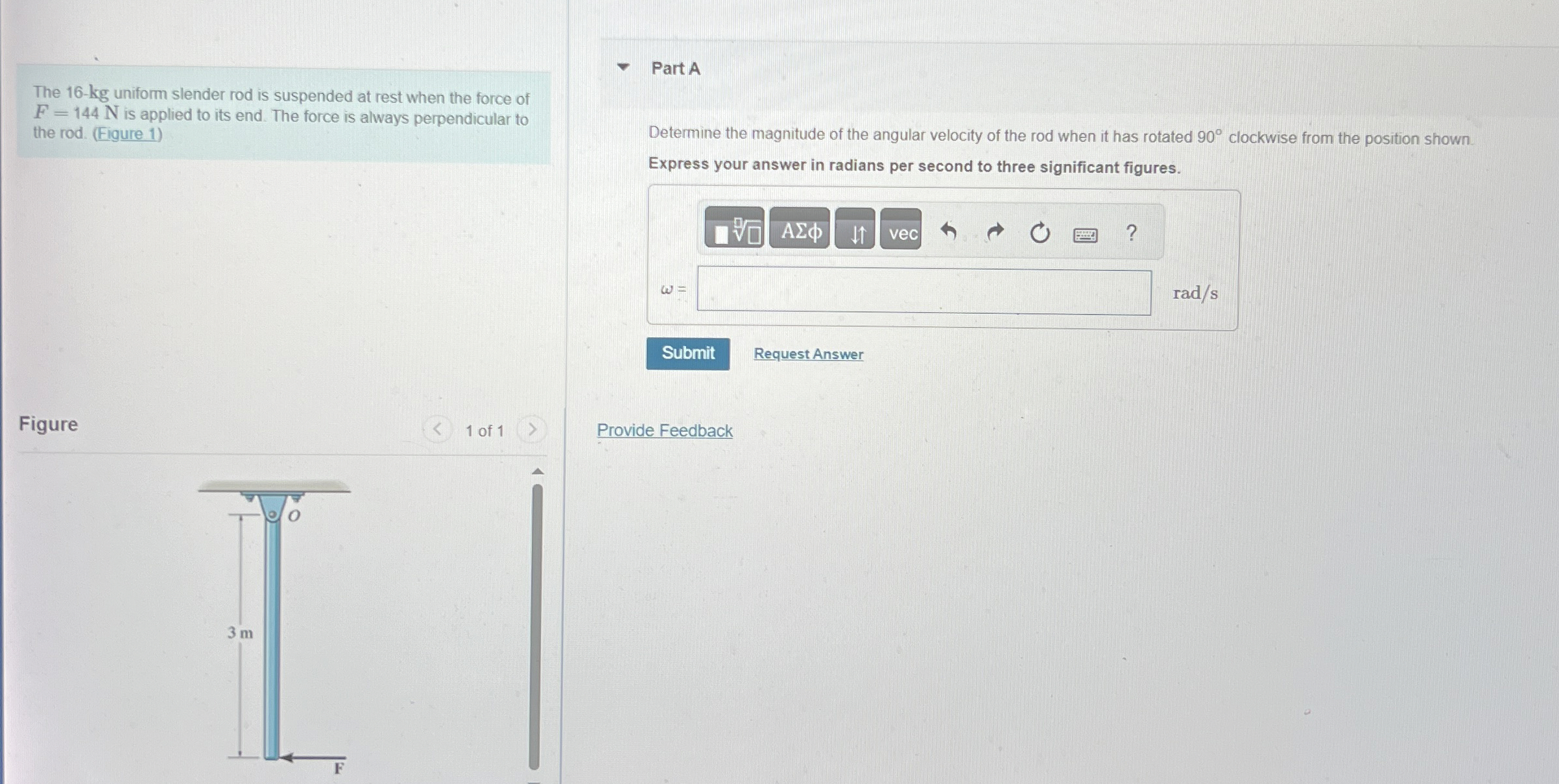 The 1 6 - k g uniform slender rod is suspended at