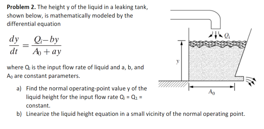 Problem 2 . The height y of the liquid in a