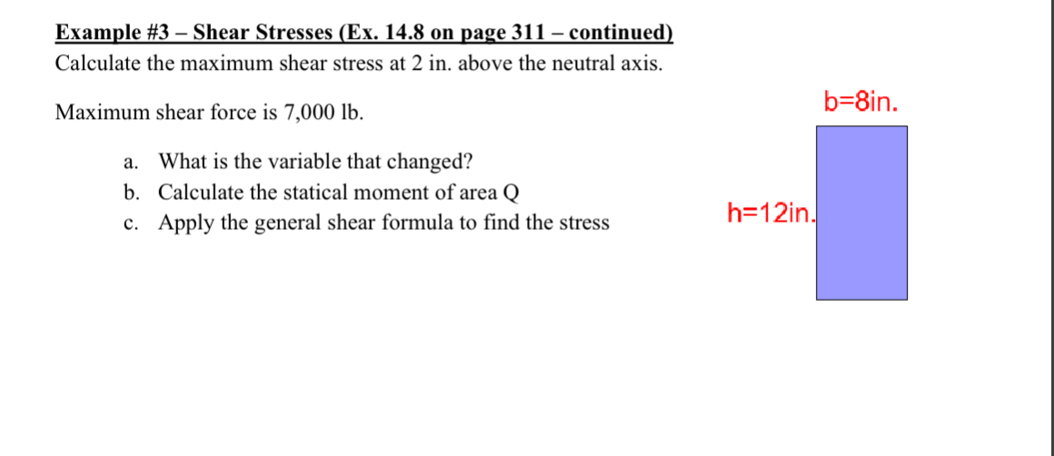 Example # 3 - Shear Stresses ( Ex . 1 4 . 8 on