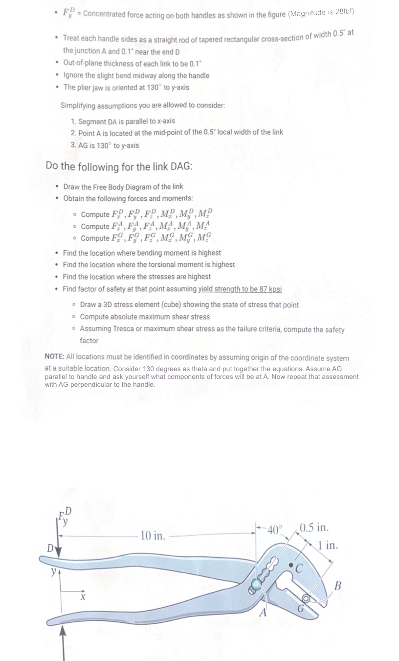 F y D = Concentrated force acting on both handles