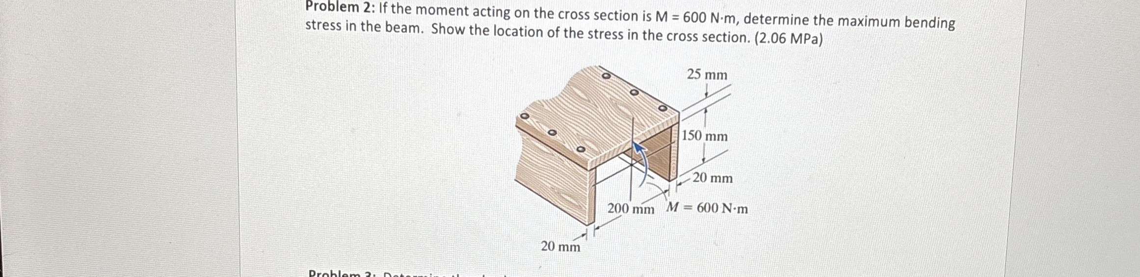 Problem 2 : If the moment acting on the cross
