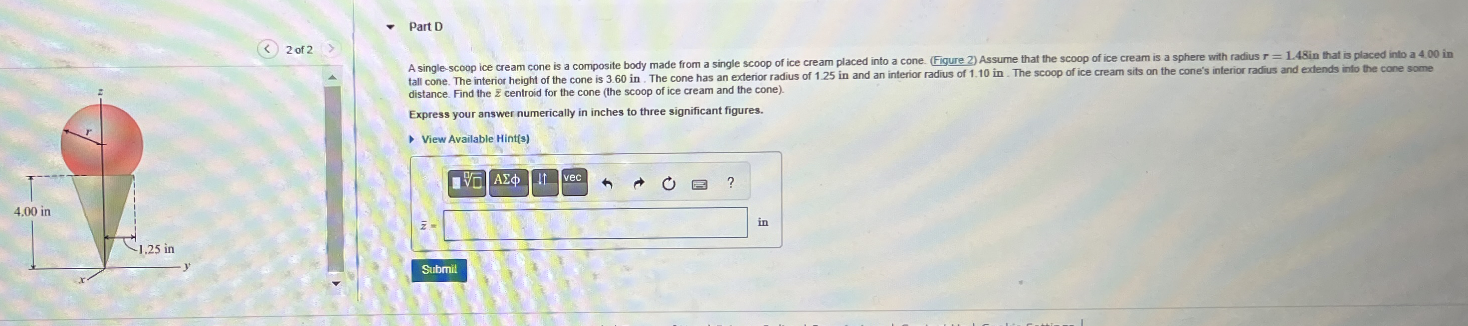 Part D 2 of 2 A single - scoop ice cream cone is