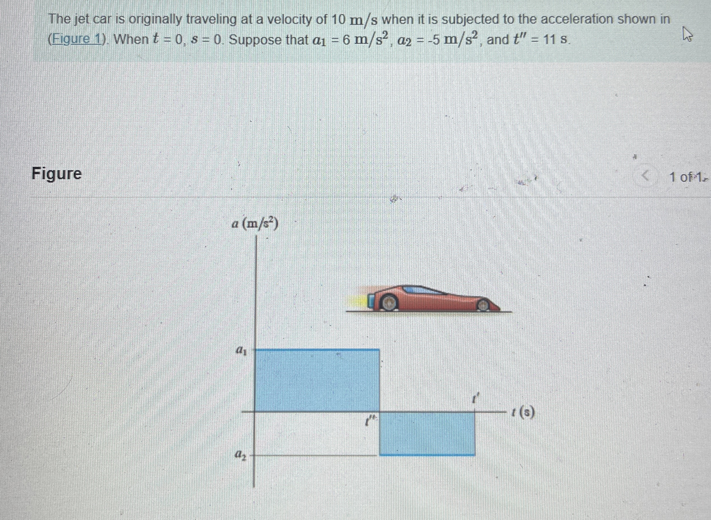 The jet car is originally traveling at a velocity