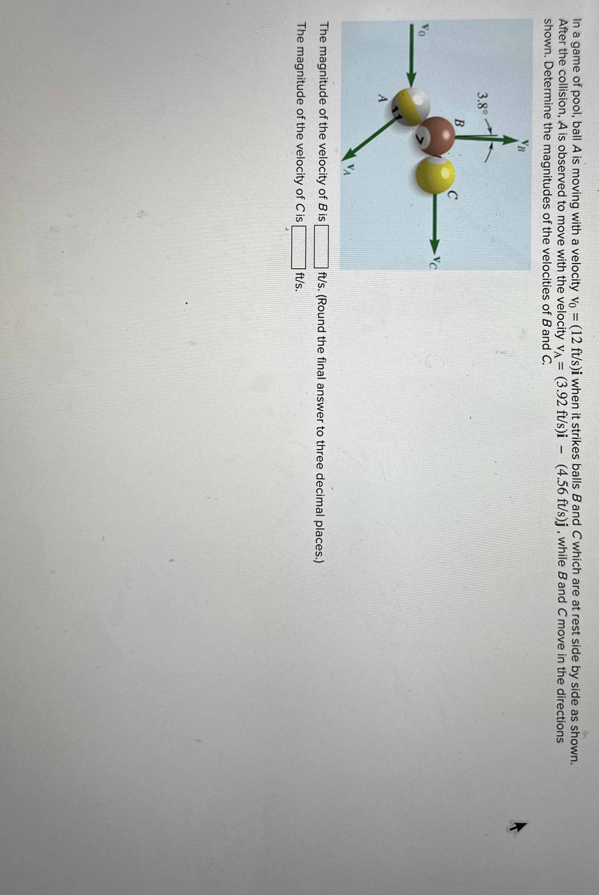 In a game of pool, ball A is moving with a