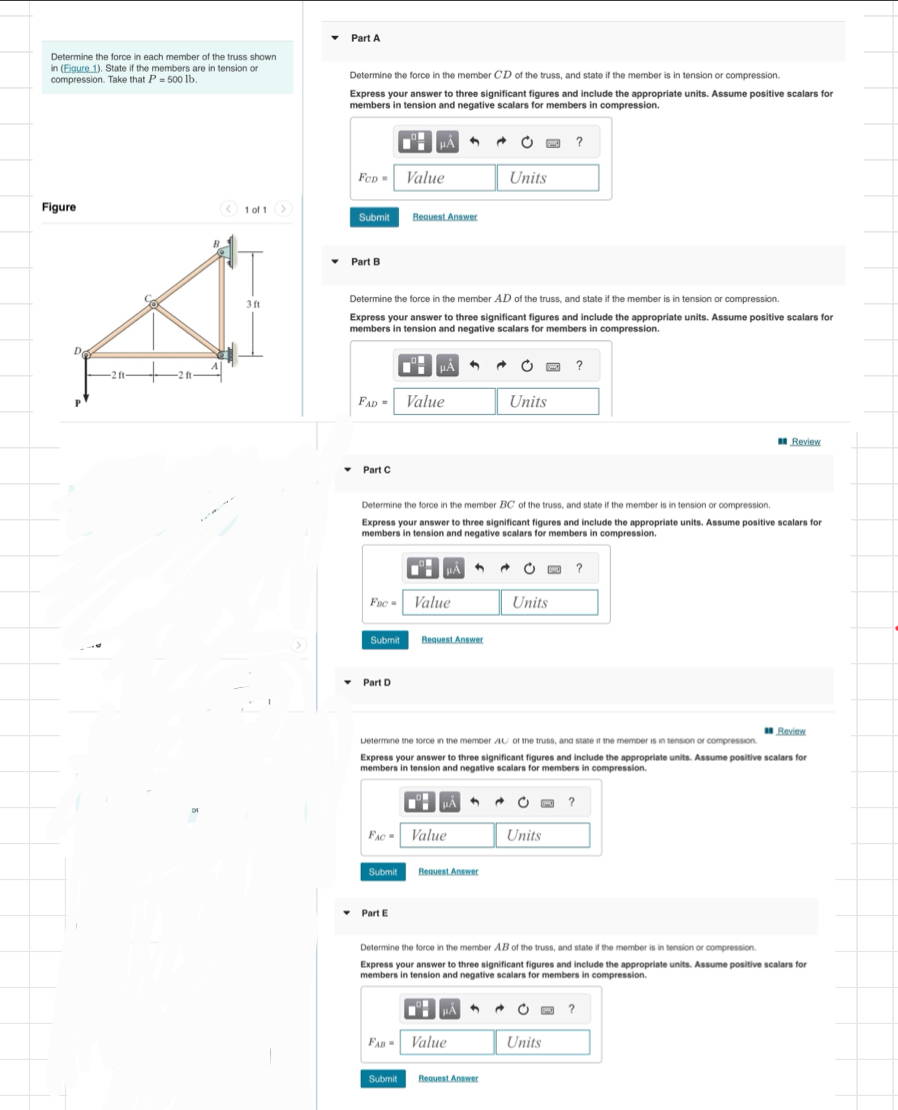 Part A Determine the force in each member of the