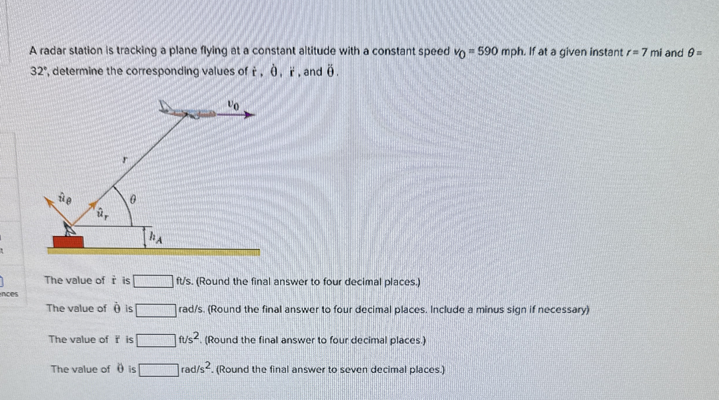 A radar station is tracking a plane flying at a