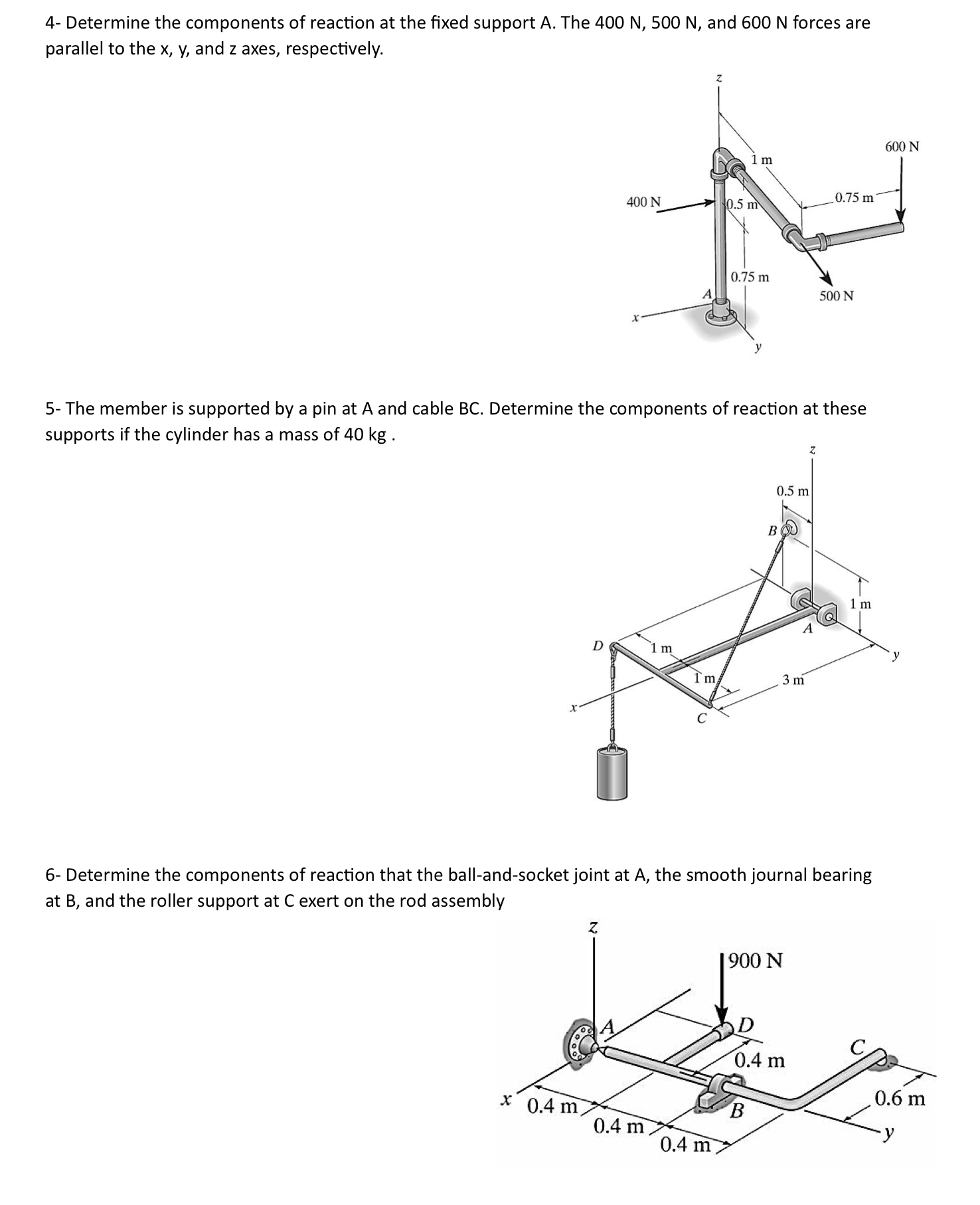 4 - Determine the components of reaction at the