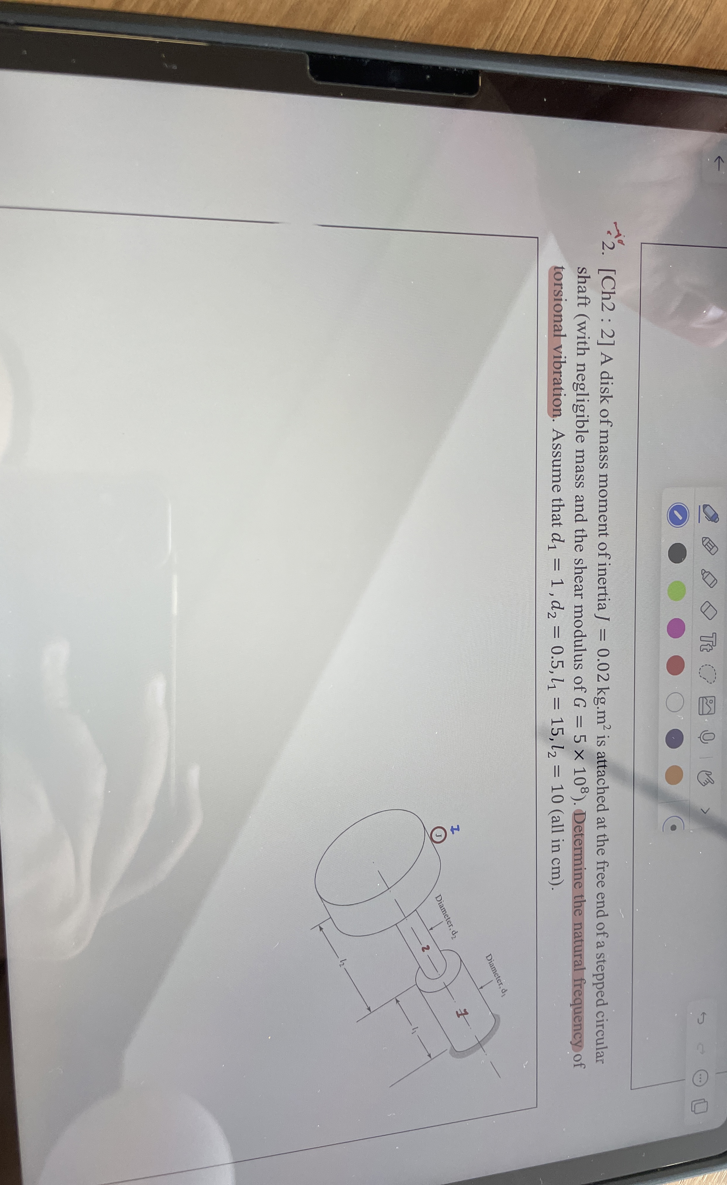 [ Ch 2 : 2 ] A disk of mass moment of inertia J =