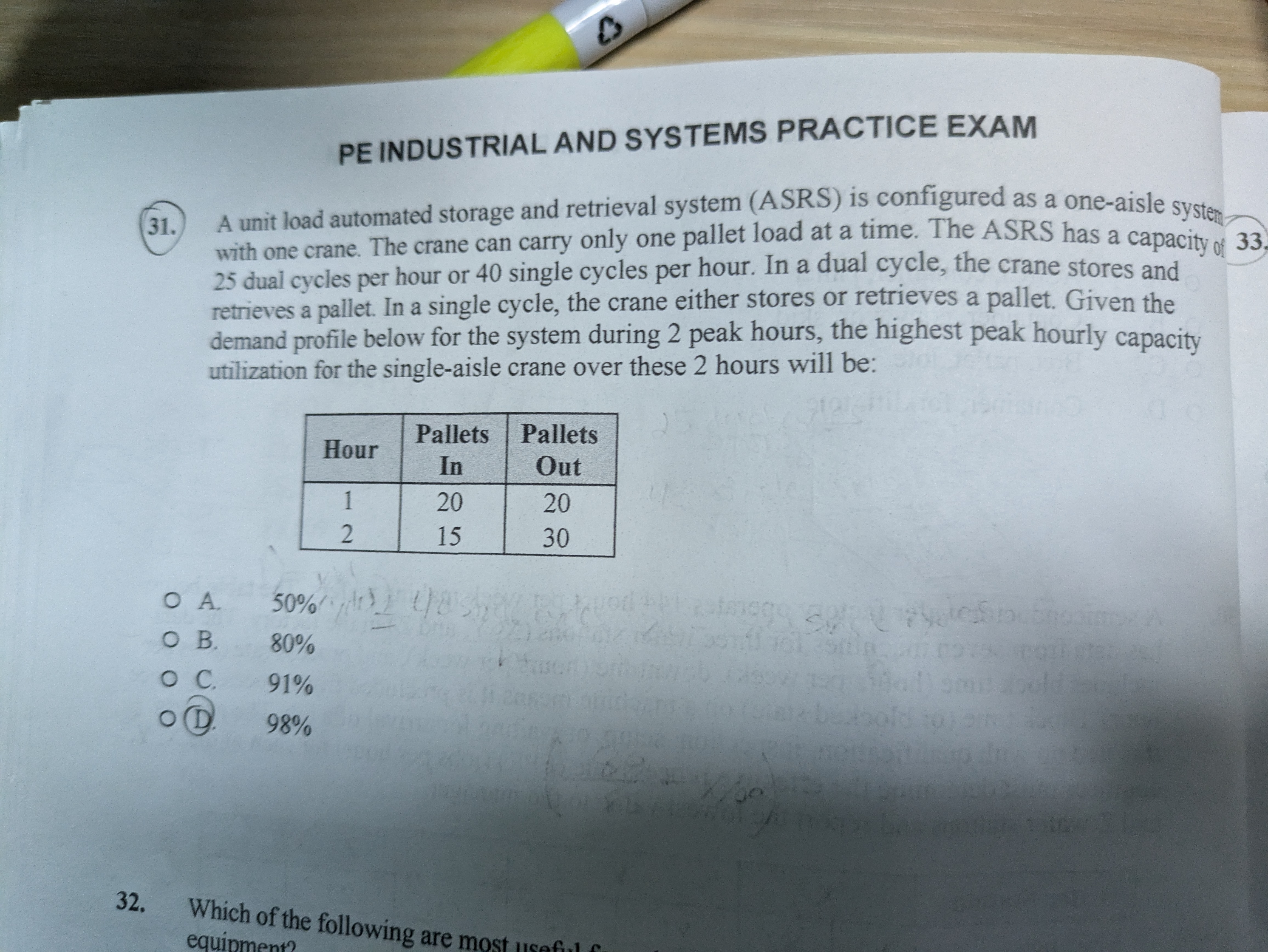 PE Industrial Exam, practice question Help!