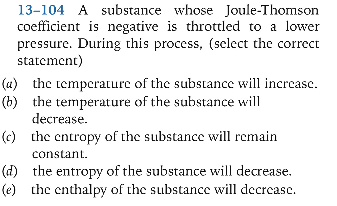 1 3 - 1 0 4 A substance whose Joule - Thomson