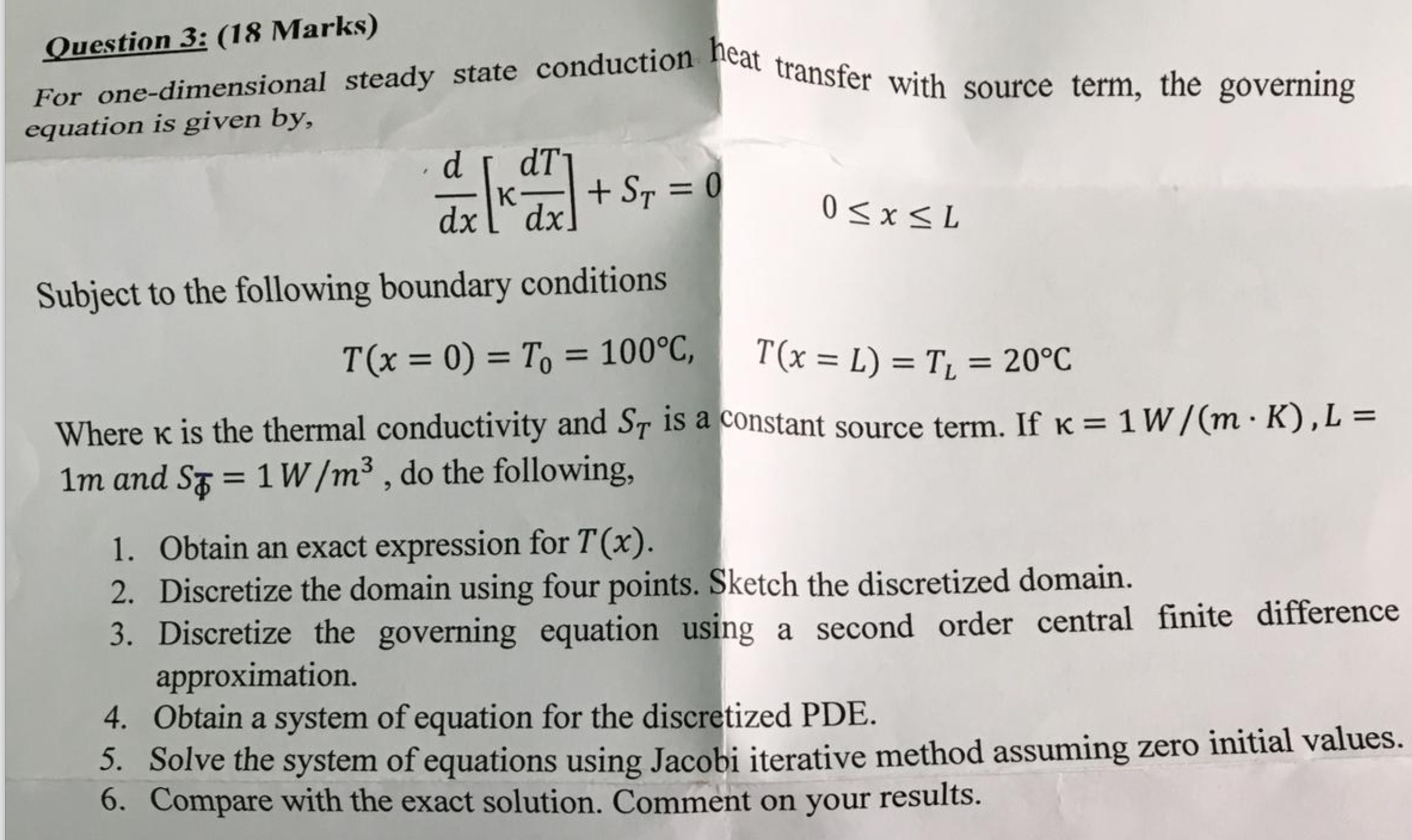 Ouestion 3 : ( 1 8 Marks ) For one - dimensional