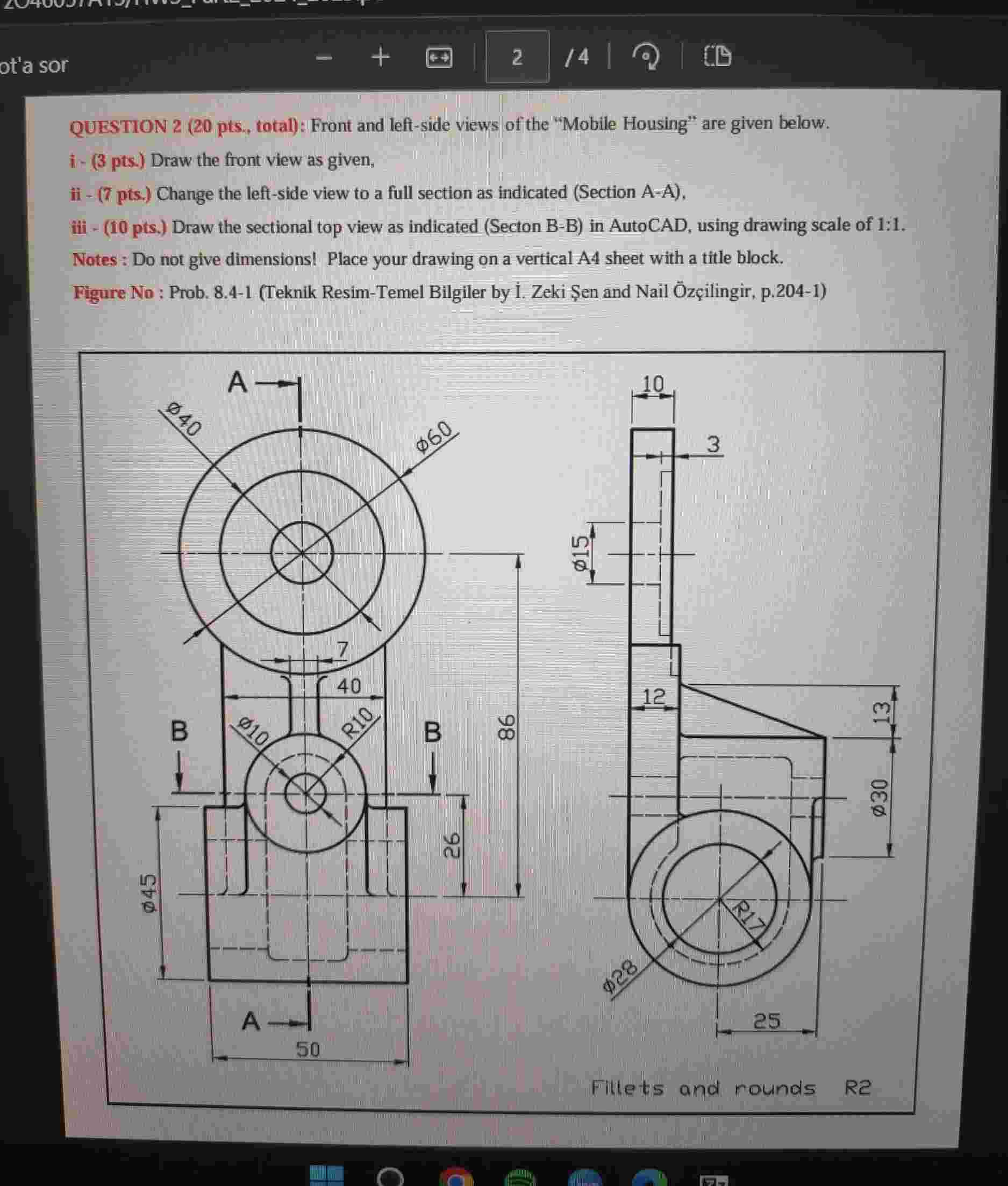 QUESTION 2 : Front and left - side views of the