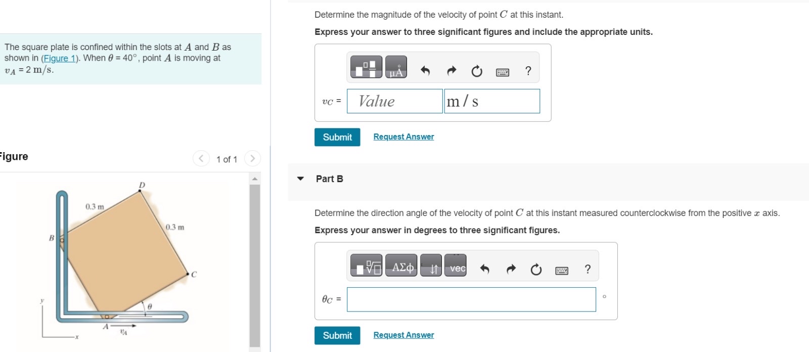 Determine the magnitude of the velocity of point