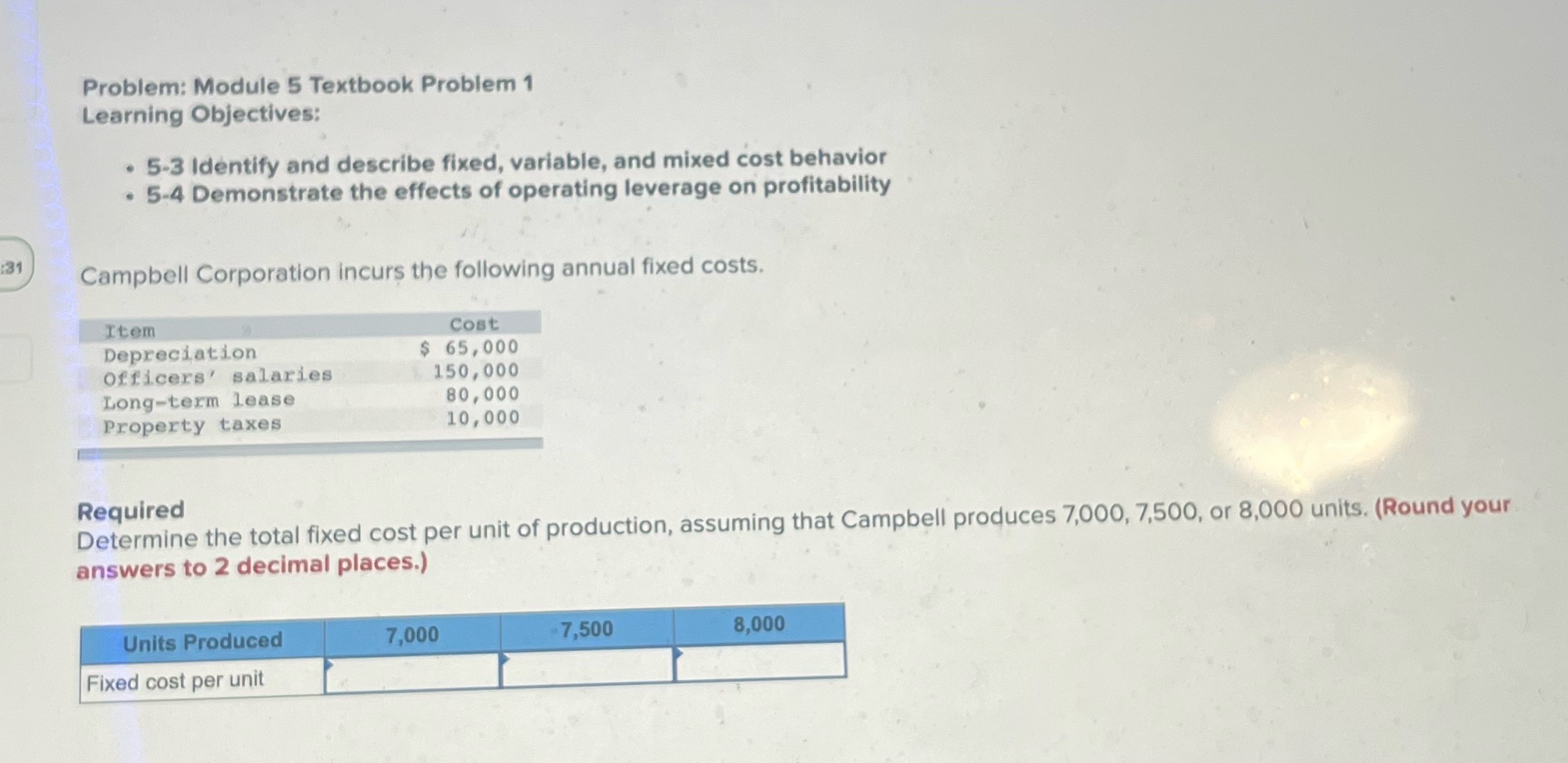 Problem: Module 5 Textbook Problem 1 Learning