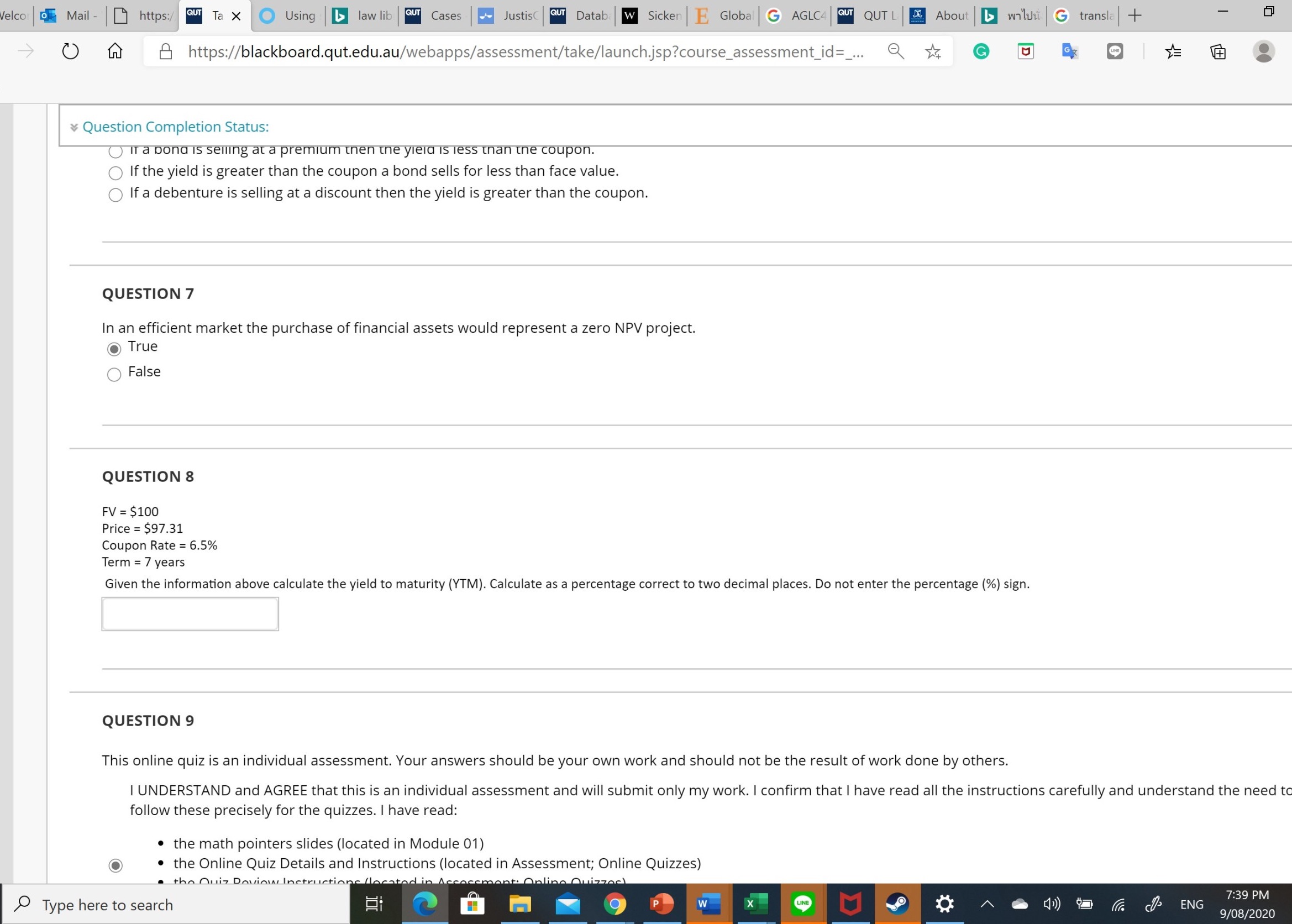 Finance module03 question8 4/ O Q E]
