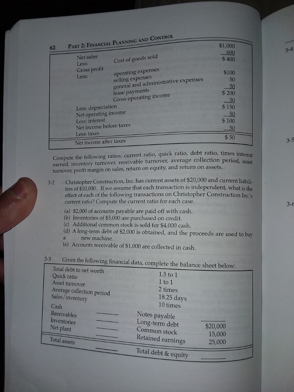 Need help with solving 3-3 , 3-6 , and 3-7 : 62