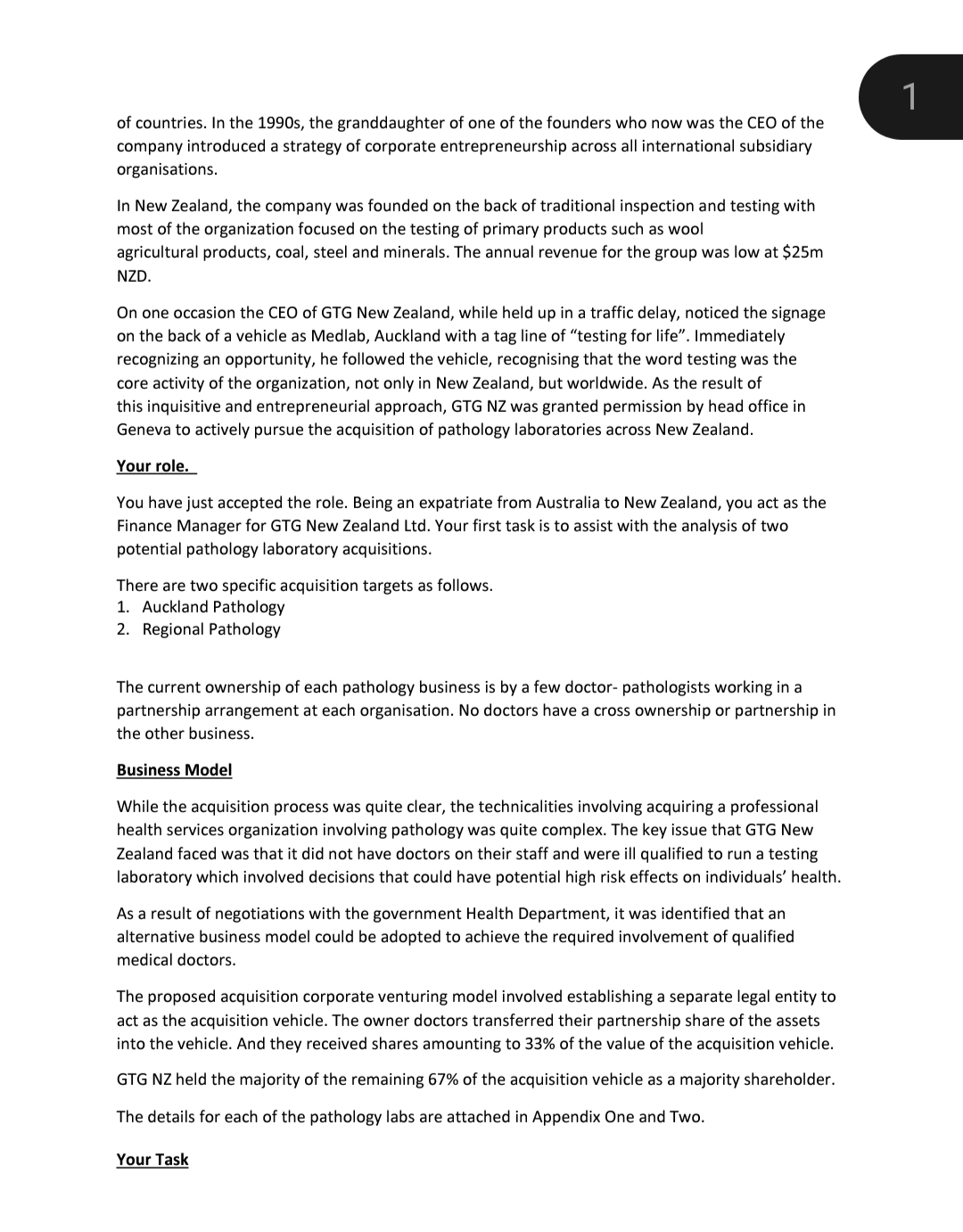 I need following Part 1 and Part 2 case study