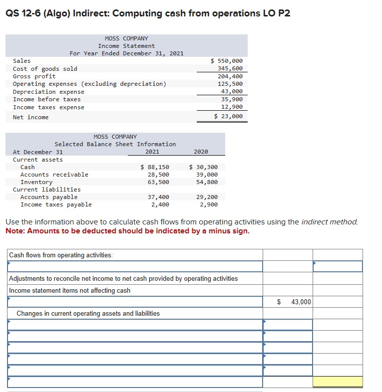 GS 12-6 iAIgo] Indirect: Computing cash from