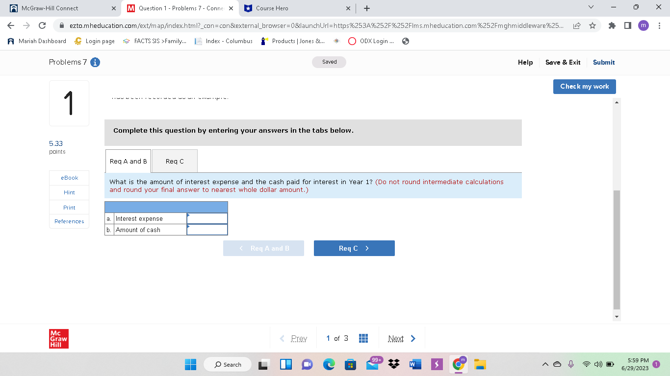 V X A McGraw-Hill Connect X M Question 3 -