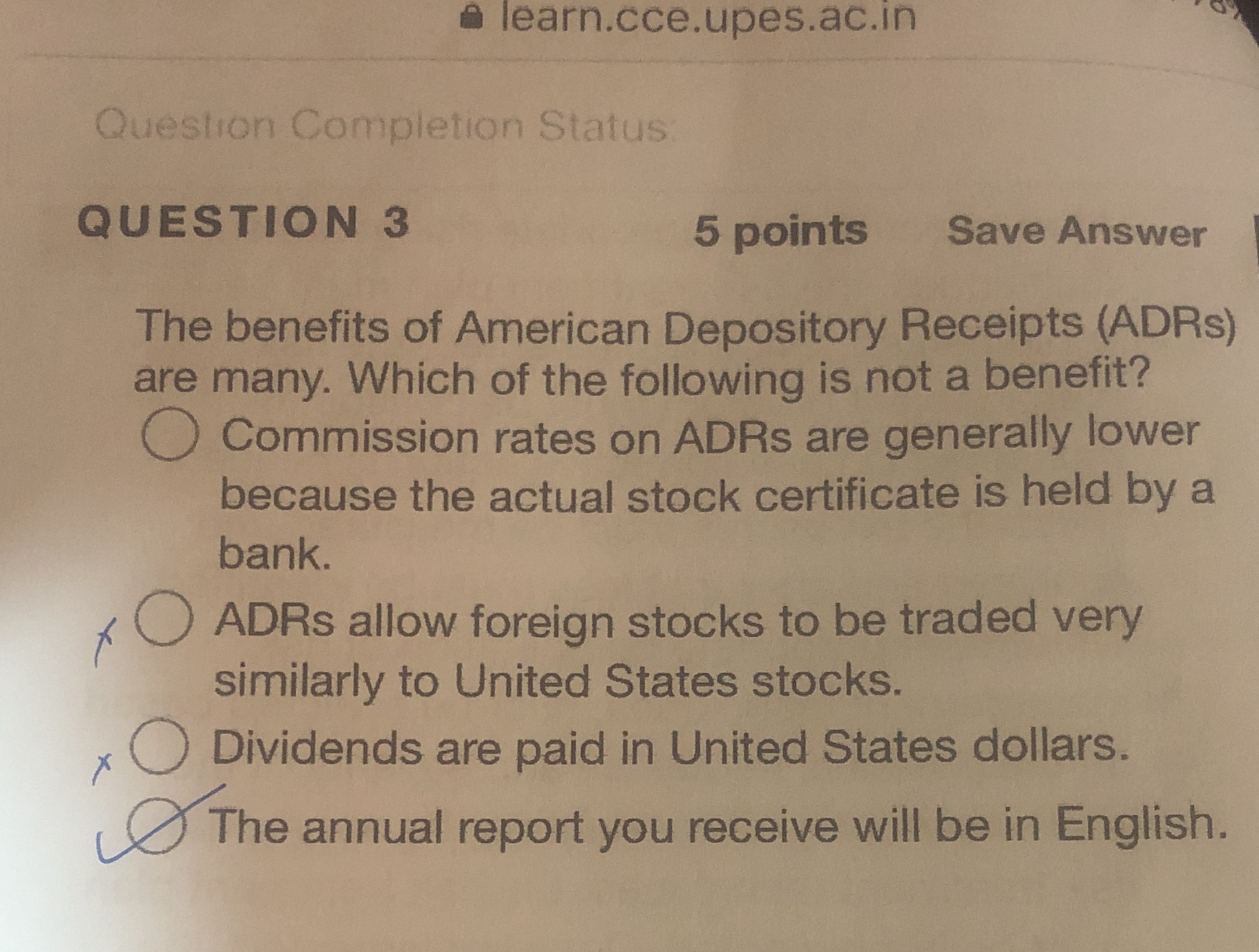 learn.cce.upes.ac.in Question Completion Status