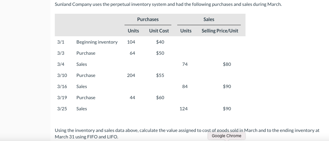 Please help with the below problem Sunland