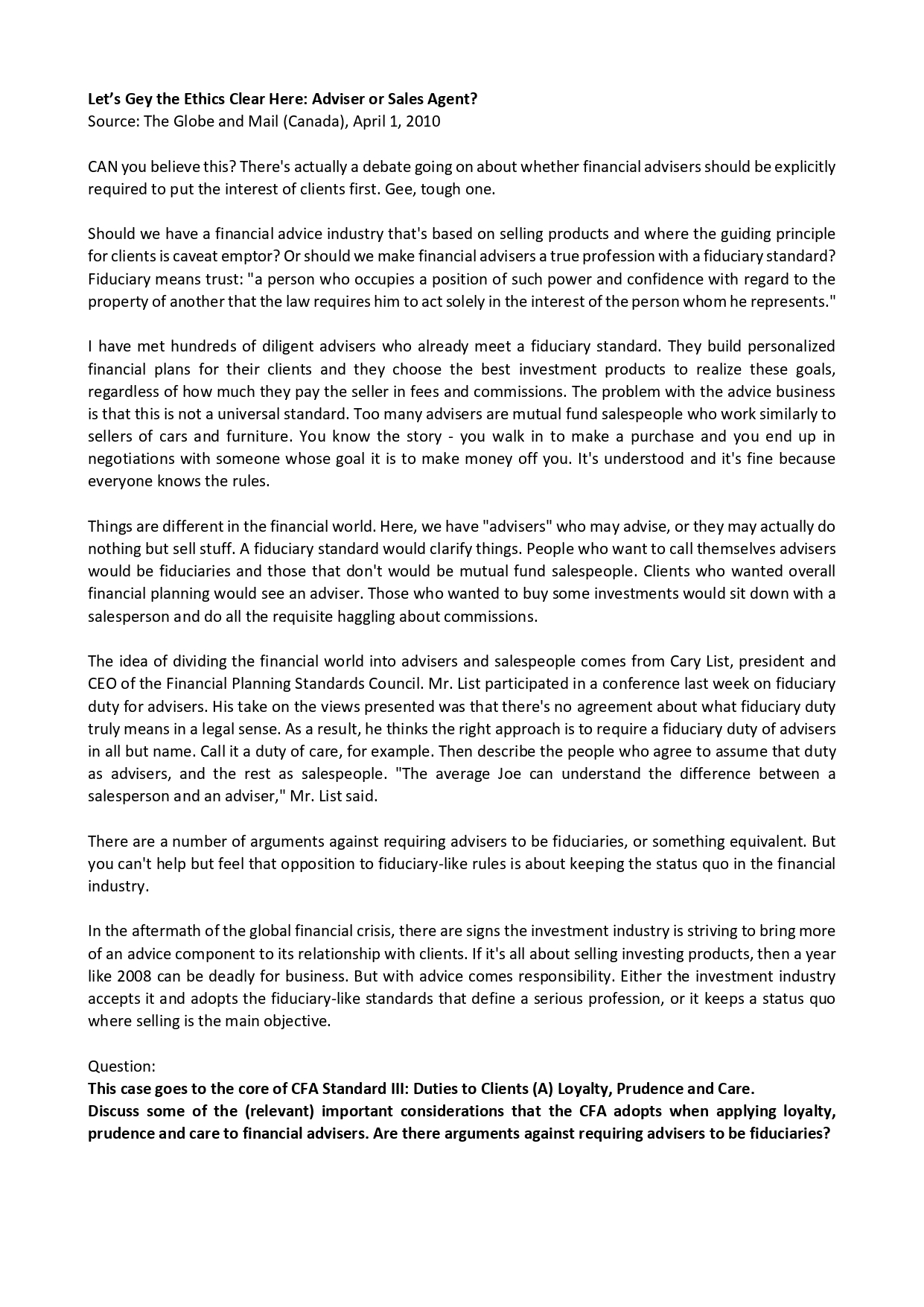 Please thoroughly read this article and briefly