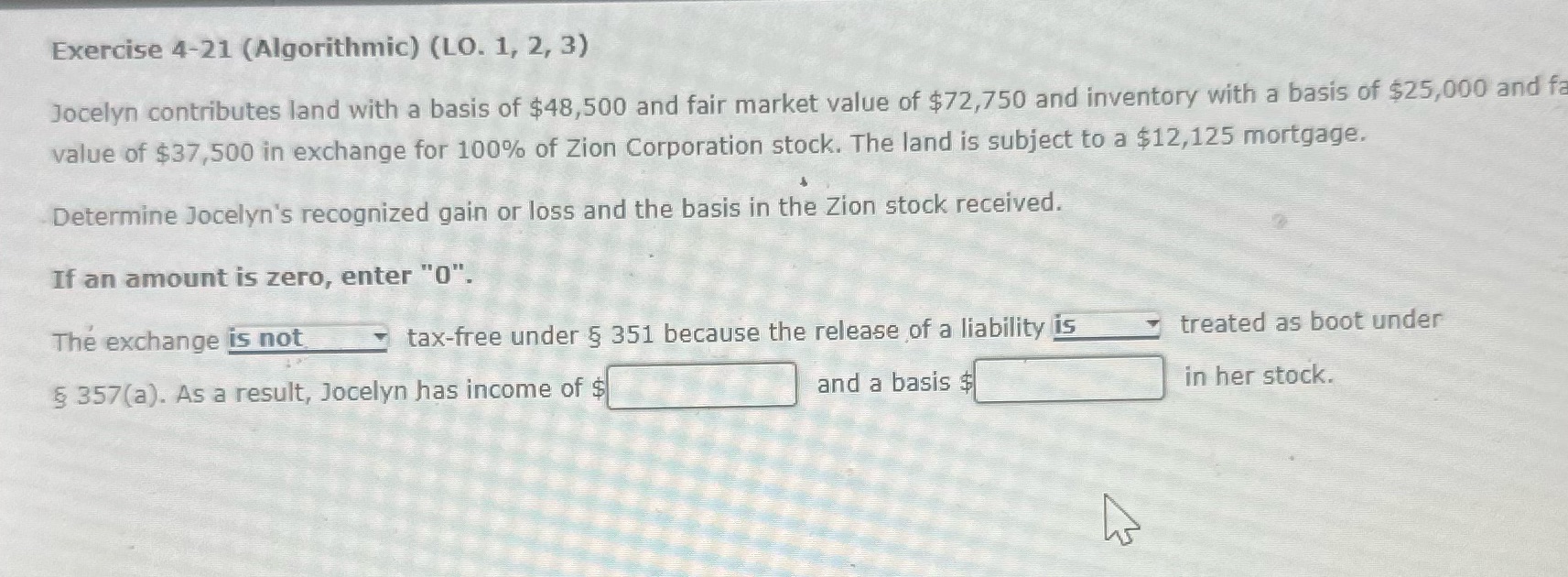 Exercise 4-21 (Algorithmic) (LO. 1, 2, 3) Jocelyn