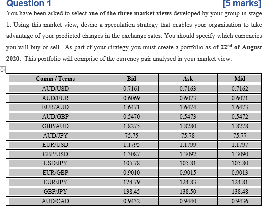 Question 1 [5 marks] You have been asked to
