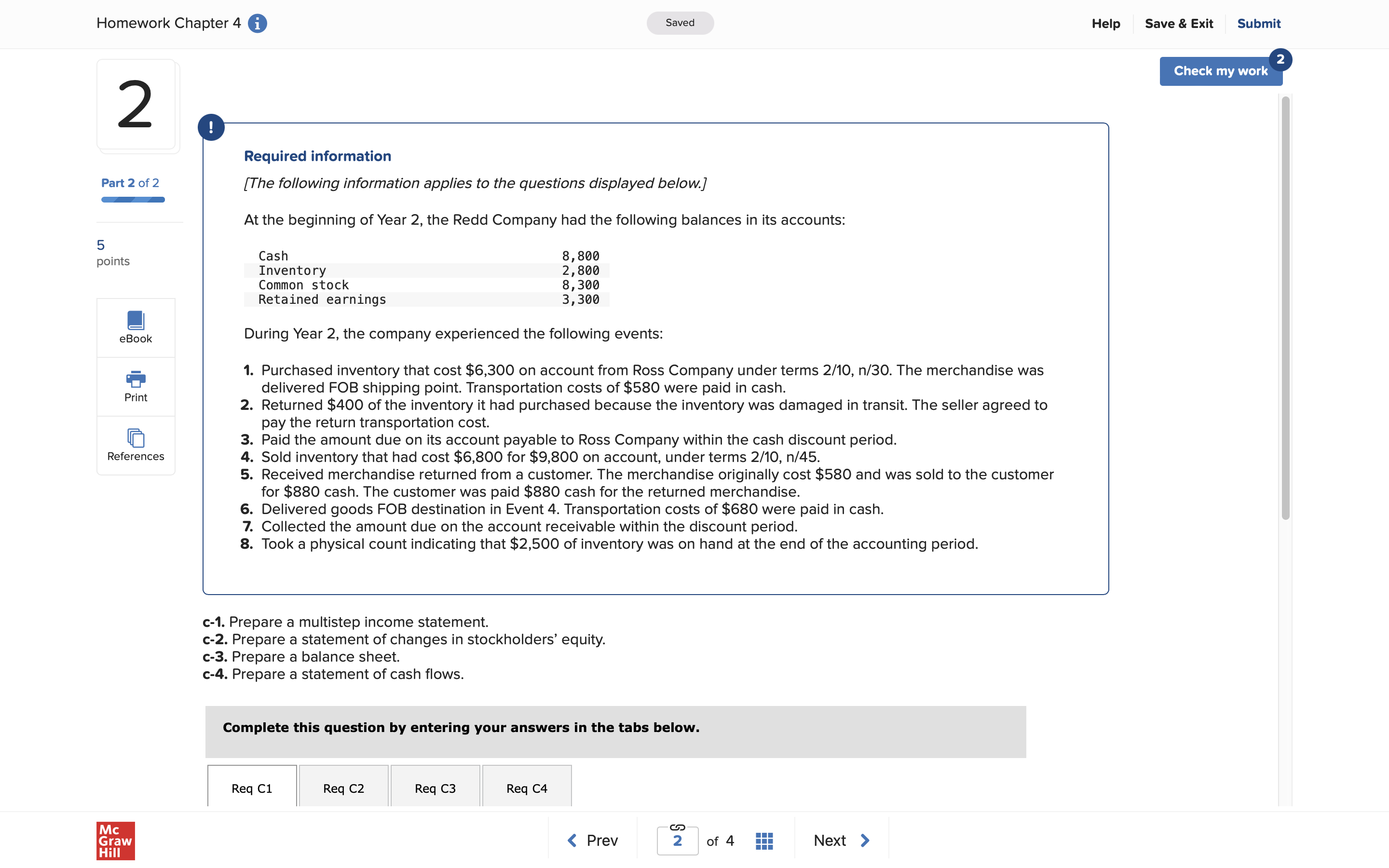 Homework Chapter 4 0 Saved 2o Part20f2 5 points