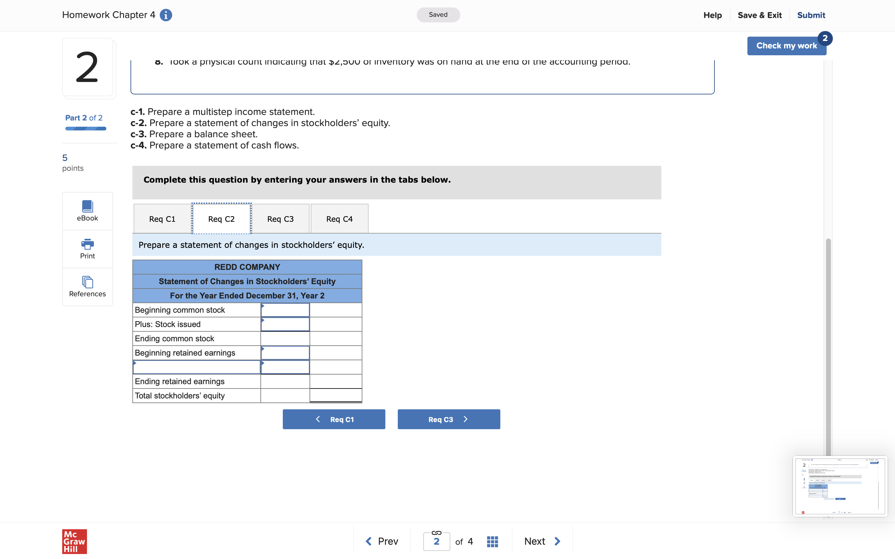 Homework Chapter 4 0 Saved 2o Part20f2 5 points