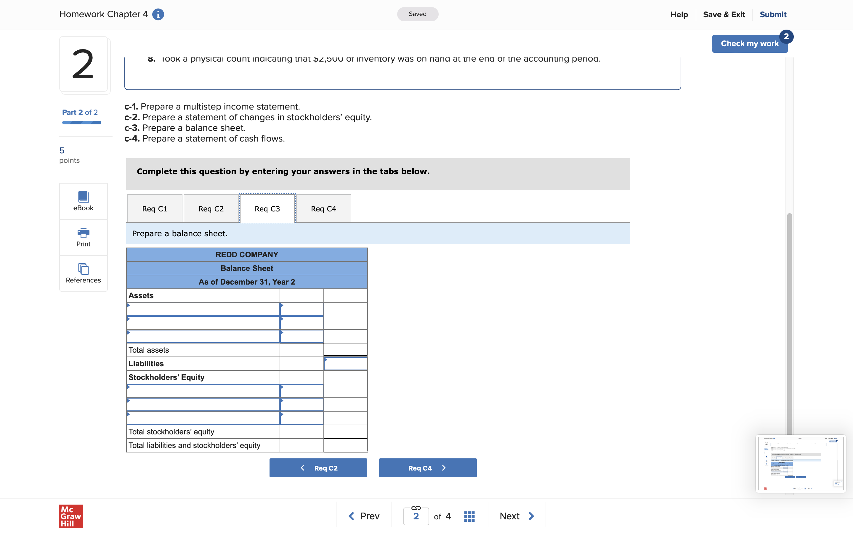Homework Chapter 4 0 Saved 2o Part20f2 5 points