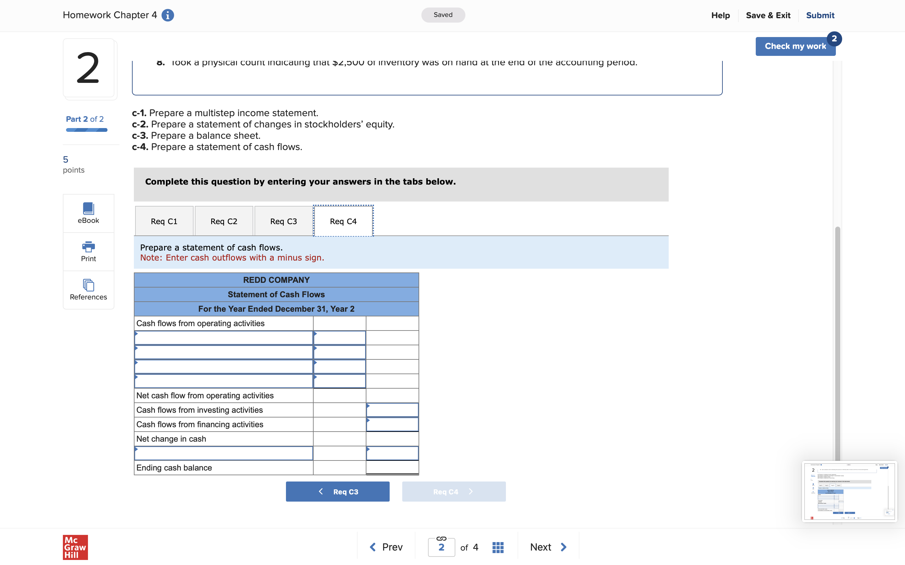 Homework Chapter 4 0 Saved 2o Part20f2 5 points