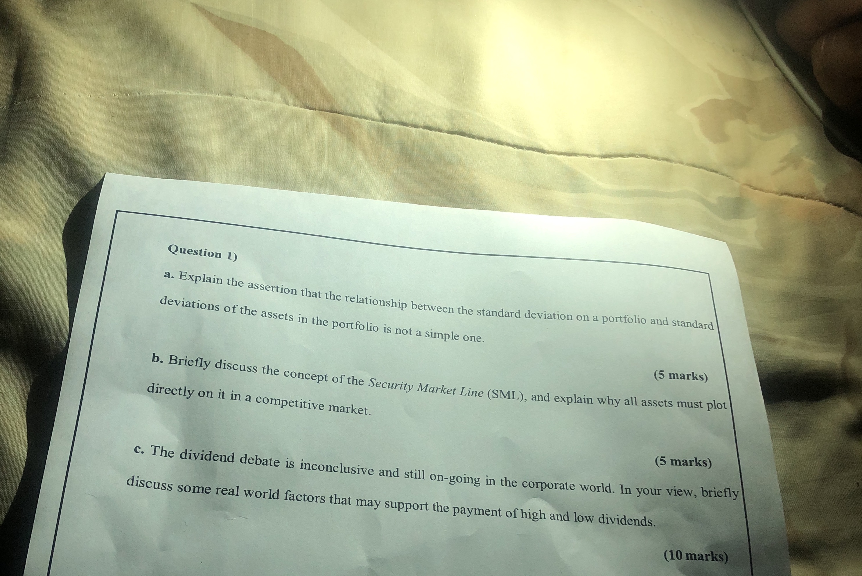 Corporate finance Question 1) a. Explain the