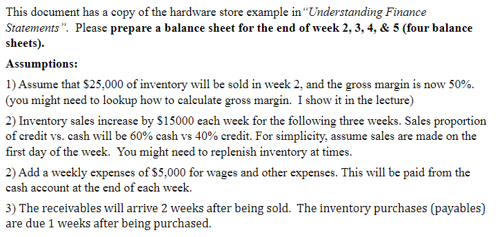 This document has a copy of the hardware store