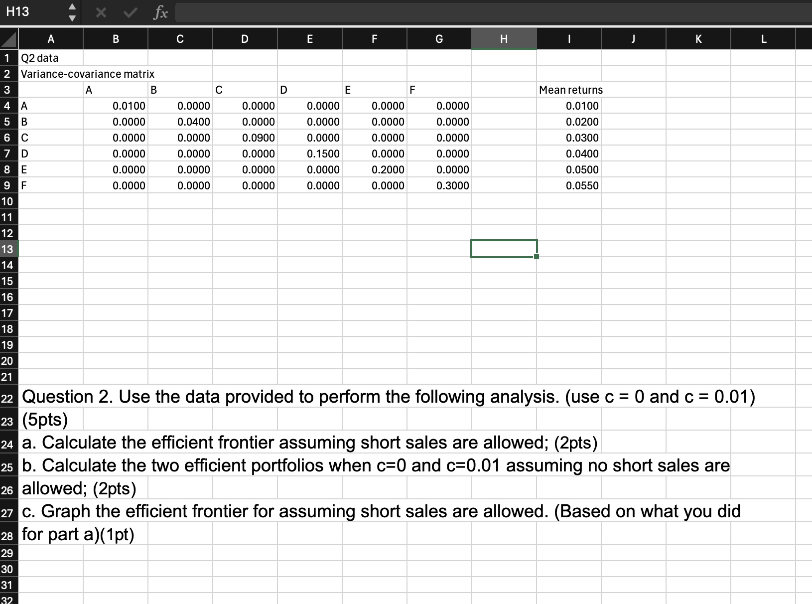 H13 X v fx A B C D E F G H J K L 1 Q2 data 2