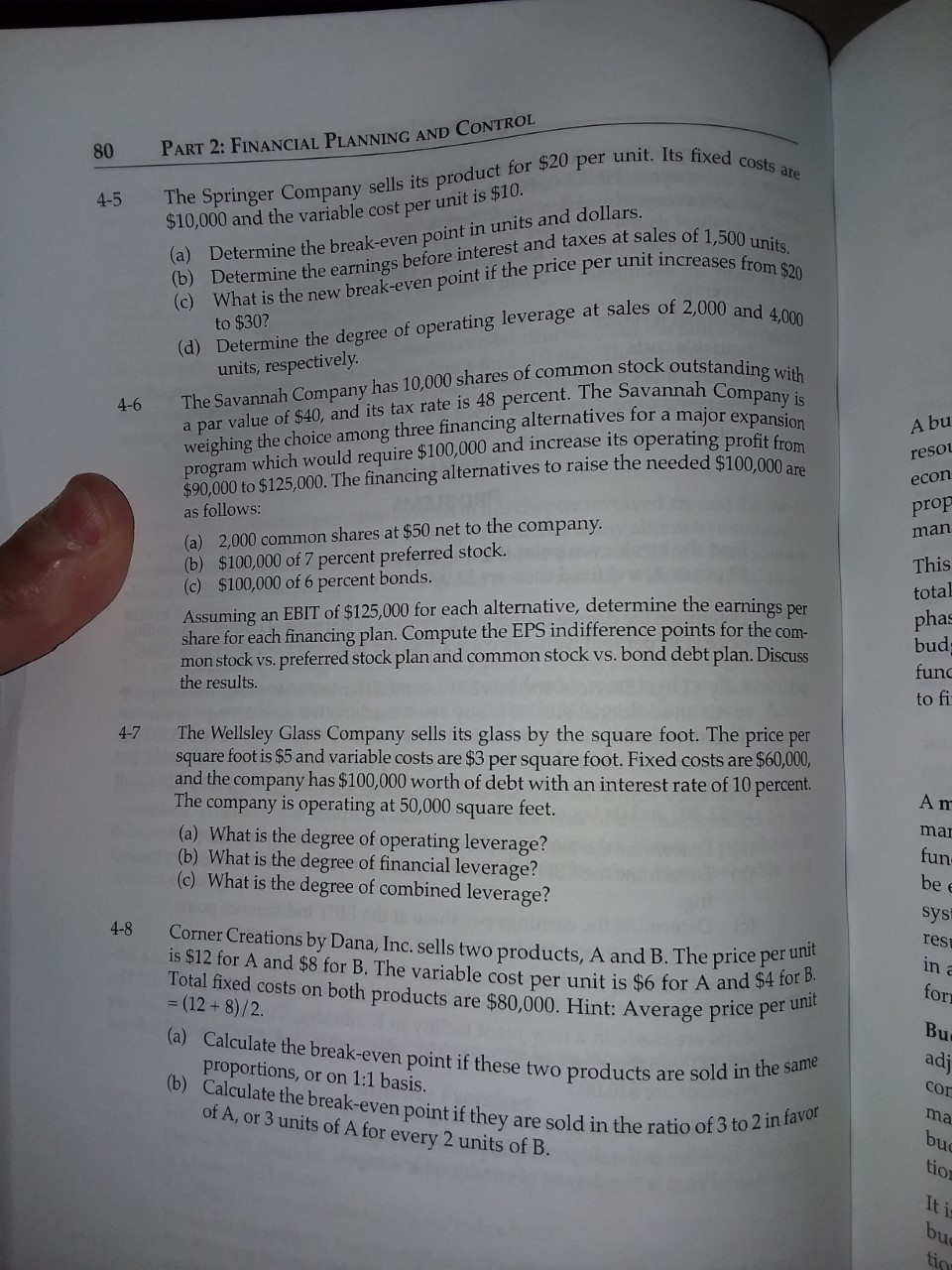 Need help solving 4-4, 4-5, 4-7, and 4-8: capital