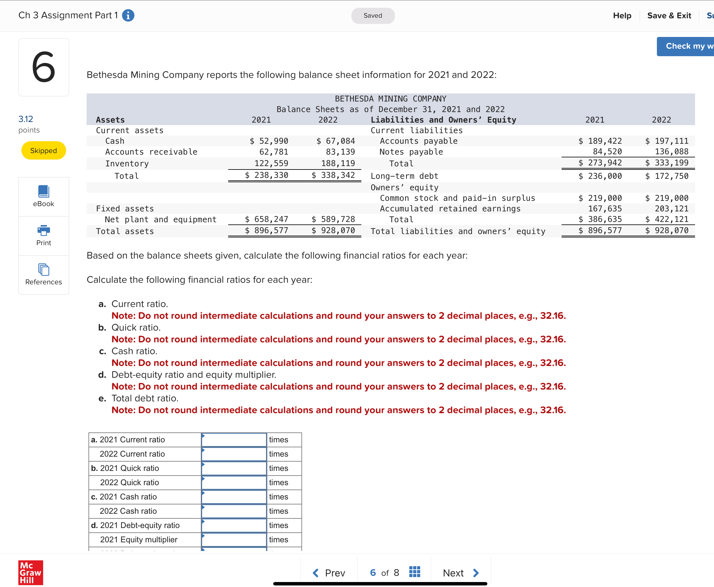 Ch 3 Assignment Part 1 0 Saved Help Save & Exit