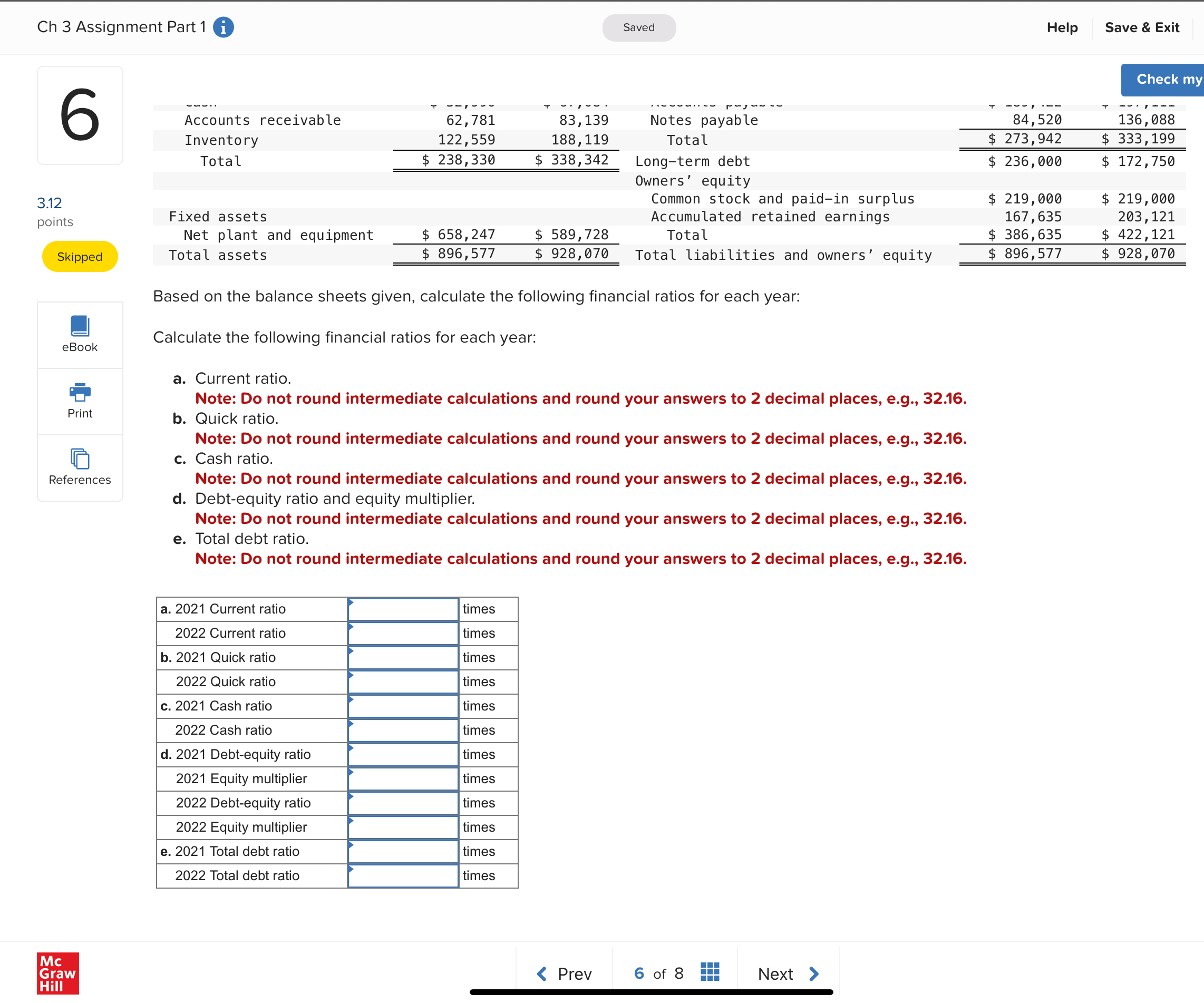Ch 3 Assignment Part 1 0 Saved Help Save & Exit