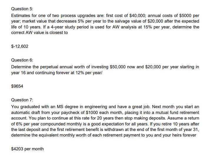 Question 5: Estimates for one of two process