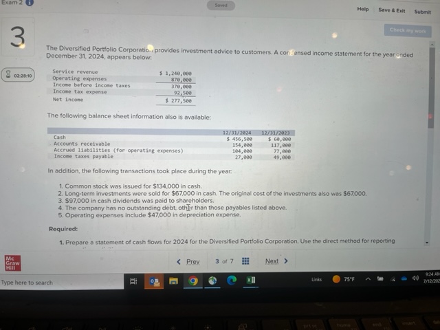 Exam 2 Help Save & Exit Submit Check my work 3