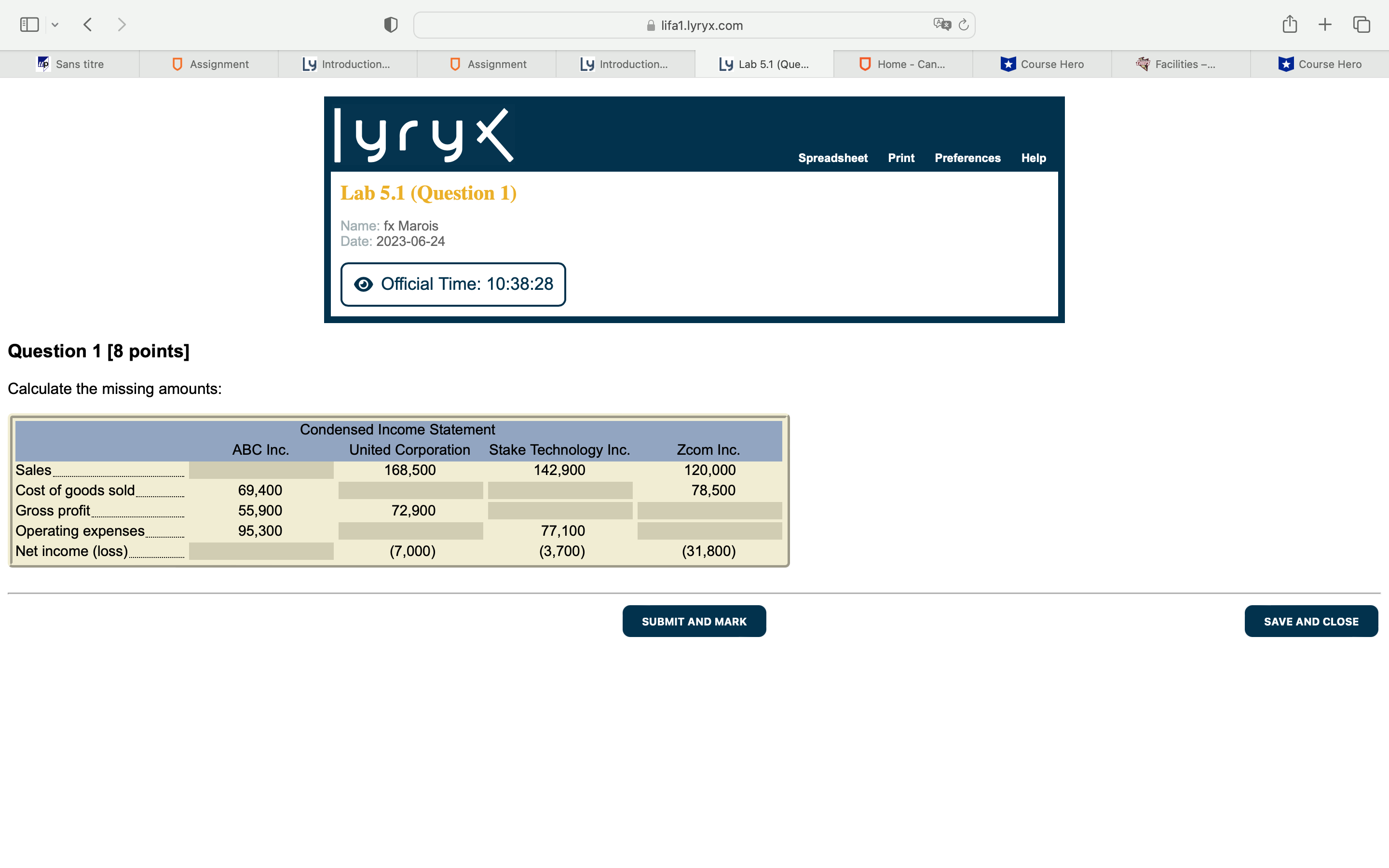 > lifa1.lyryx.com + up Sans titre Assignment Ly