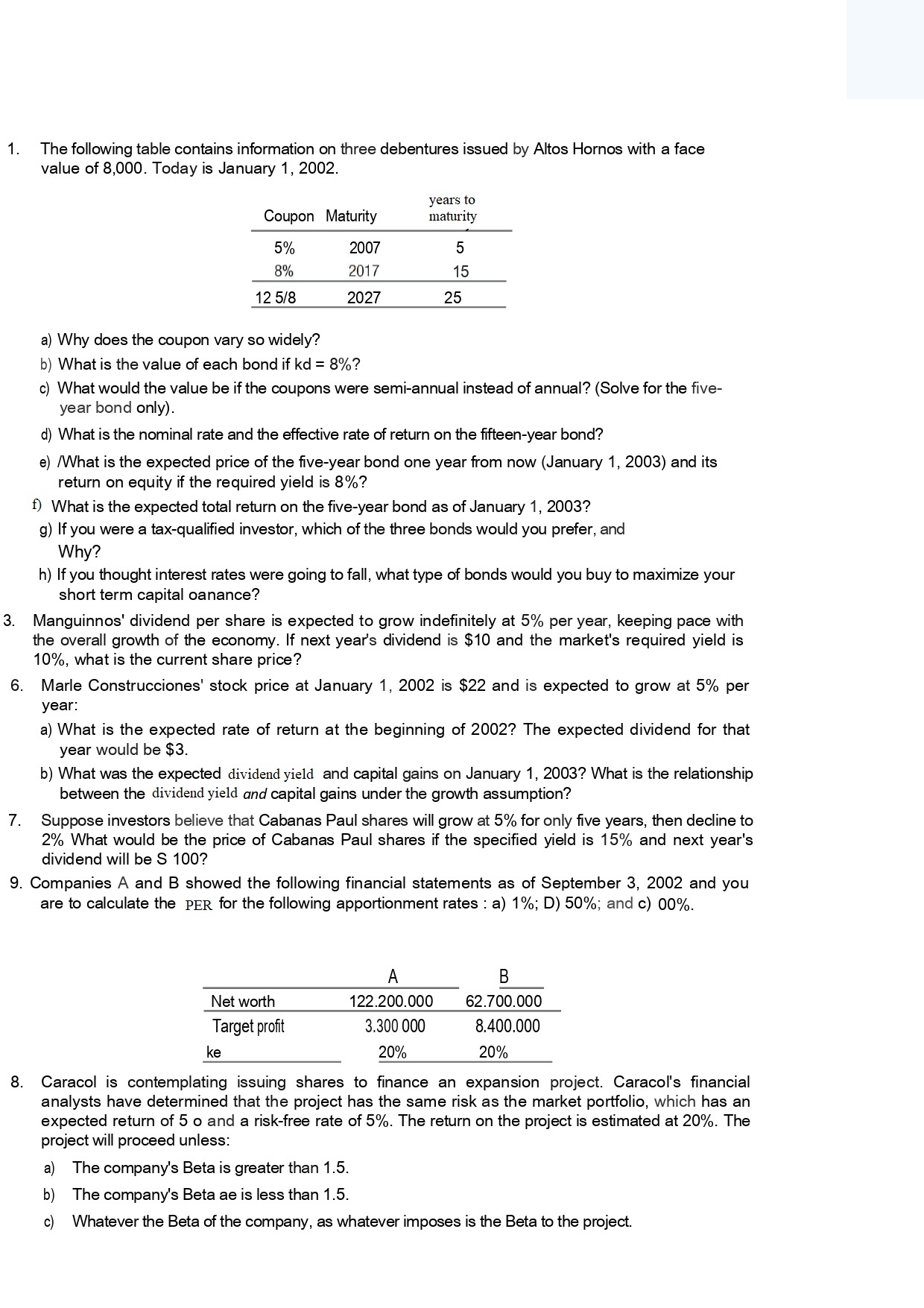 Please answer all exercises, 1, 3, 6, 7, 9 & 8