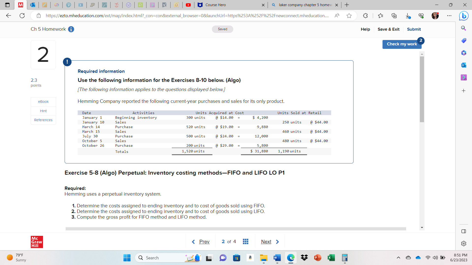 I am having such a difficult time with LIFO. last